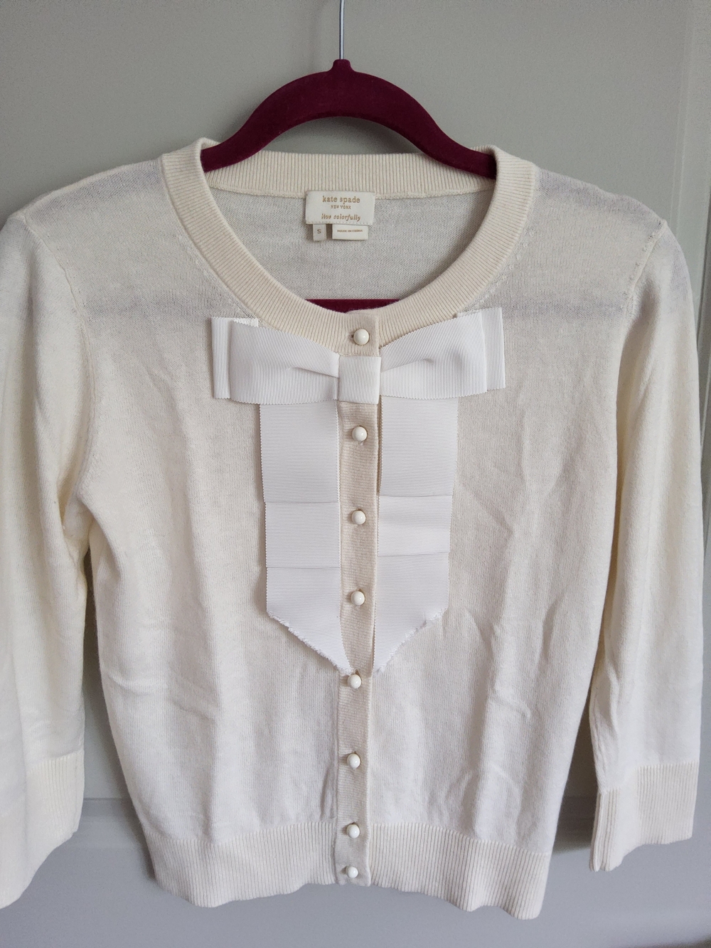 kate spade Boulevard Cardigan With Ribbon Bow Accent